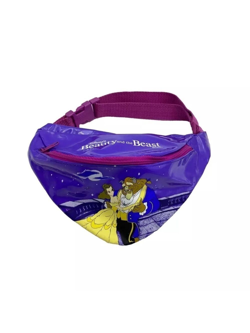 Vintage Pyramid Disney Beauty and the Beast Purple Nylon Fanny Pack 90s